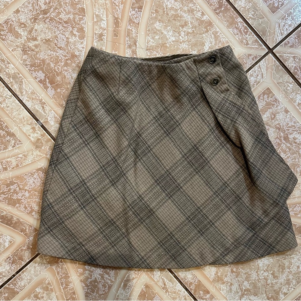 Liz Claiborne Gray Tan Mini A-Line Skirt